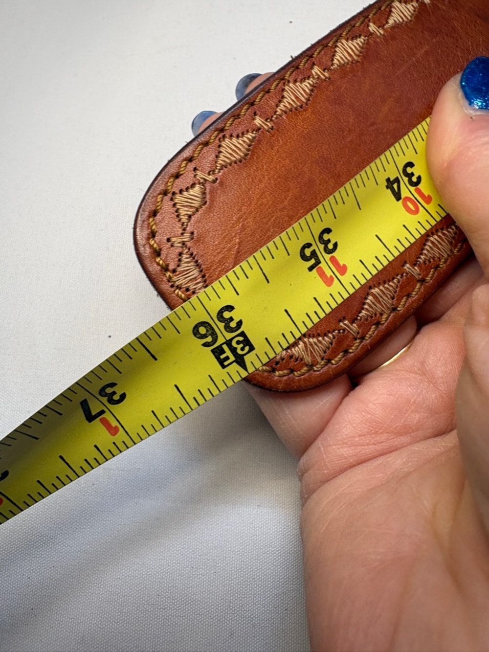 Adoppia Vita Boho Western Tooled Leather Belt Ornate Bronze Buckle 36 Inches‎ - Picture 5 of 5